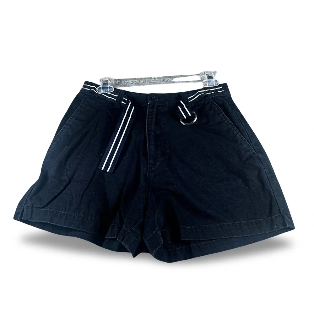 POLO RALPH LAUREN‎ belted Shorts Womens US 8 black Chino 100% Cotton Twill